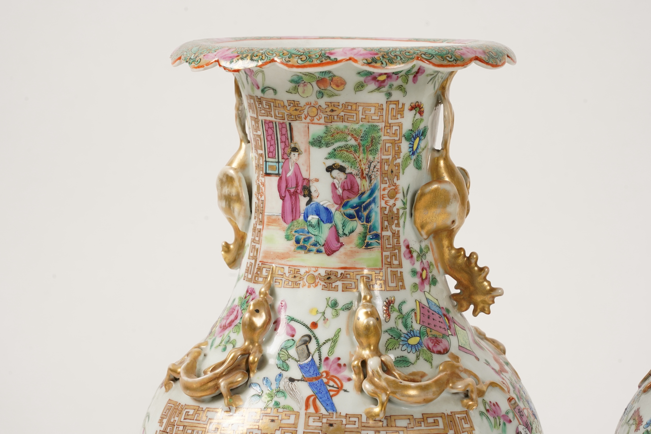 A pair of Chinese famille rose vases, Daoguang period, c.1830